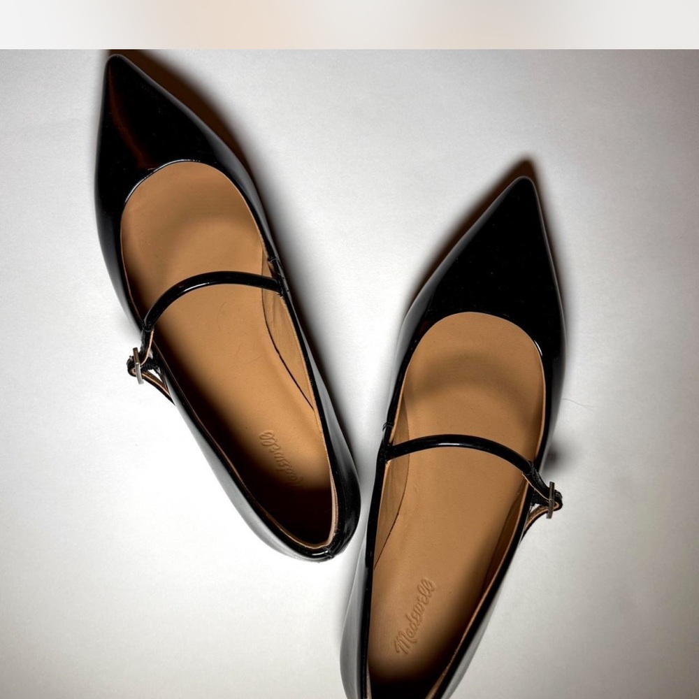 Madewell Black Mary Jane Flats with Pointed Toe and Strap